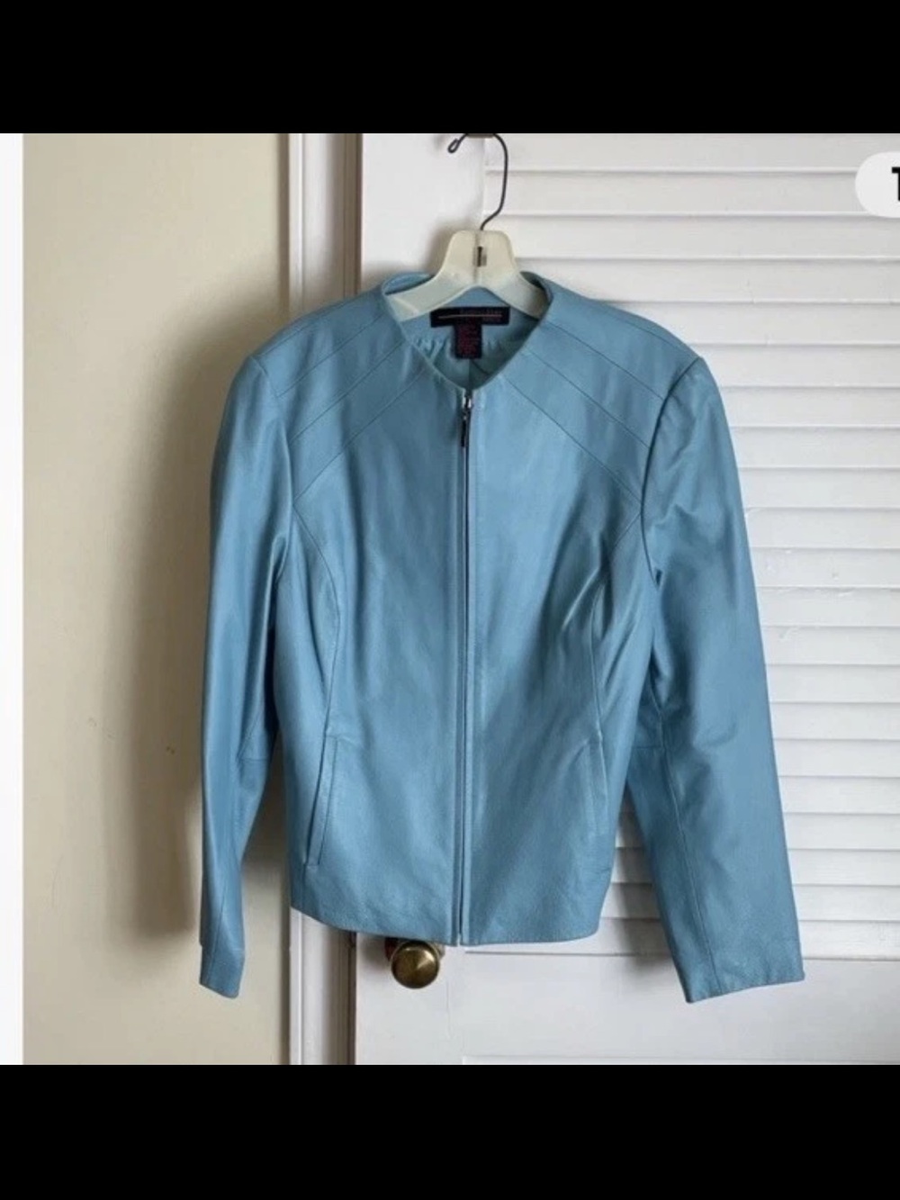 Aqua Blue Women’s genuine Leather Zip-Front Jacket